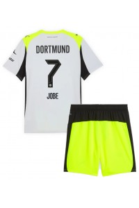 Borussia Dortmund Jobe Bellingham #7 Jalkapallovaatteet Lasten Vieraspeliasu 2025-26 Lyhythihainen (+ Lyhyet housut)